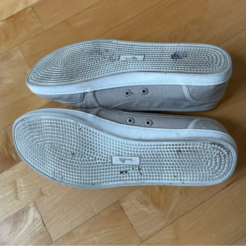 Sanuk Beige Canvas Slip-On Loafers
